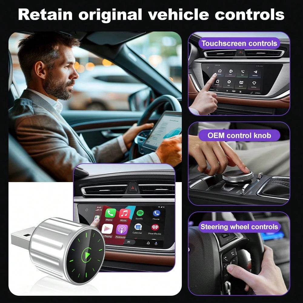 Upgraded Wireless CarPlay Adapter Mini USB Plug-And-Play Auto-Connect Converts Wired To Wireless Compatible With IOS 10+/Android 11 For Vehicles 2016 And Later