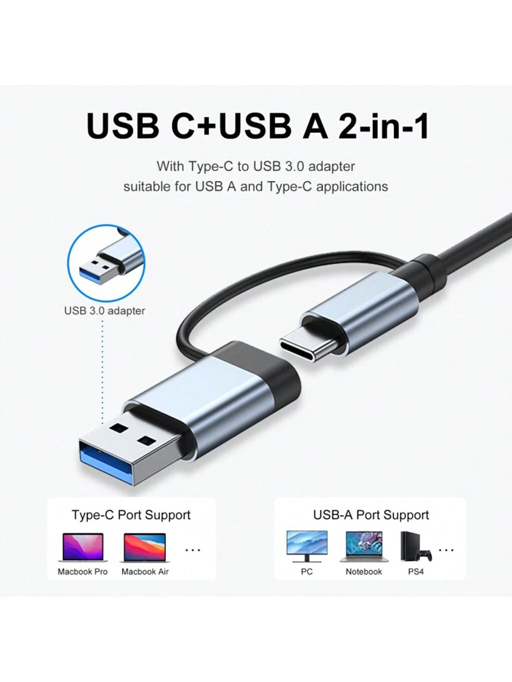 USB C Hub USB Hub 3.0, VIENON Aluminum 8 In 1 USB Splitter With 1 X USB 3.0, 3 X USB 2.0 And 1 X USB C, SD/TF Card Reader, 3.5mm Audio Aux Ports Compatible With MBook Pro Air And More PC/Laptop/Tablet
