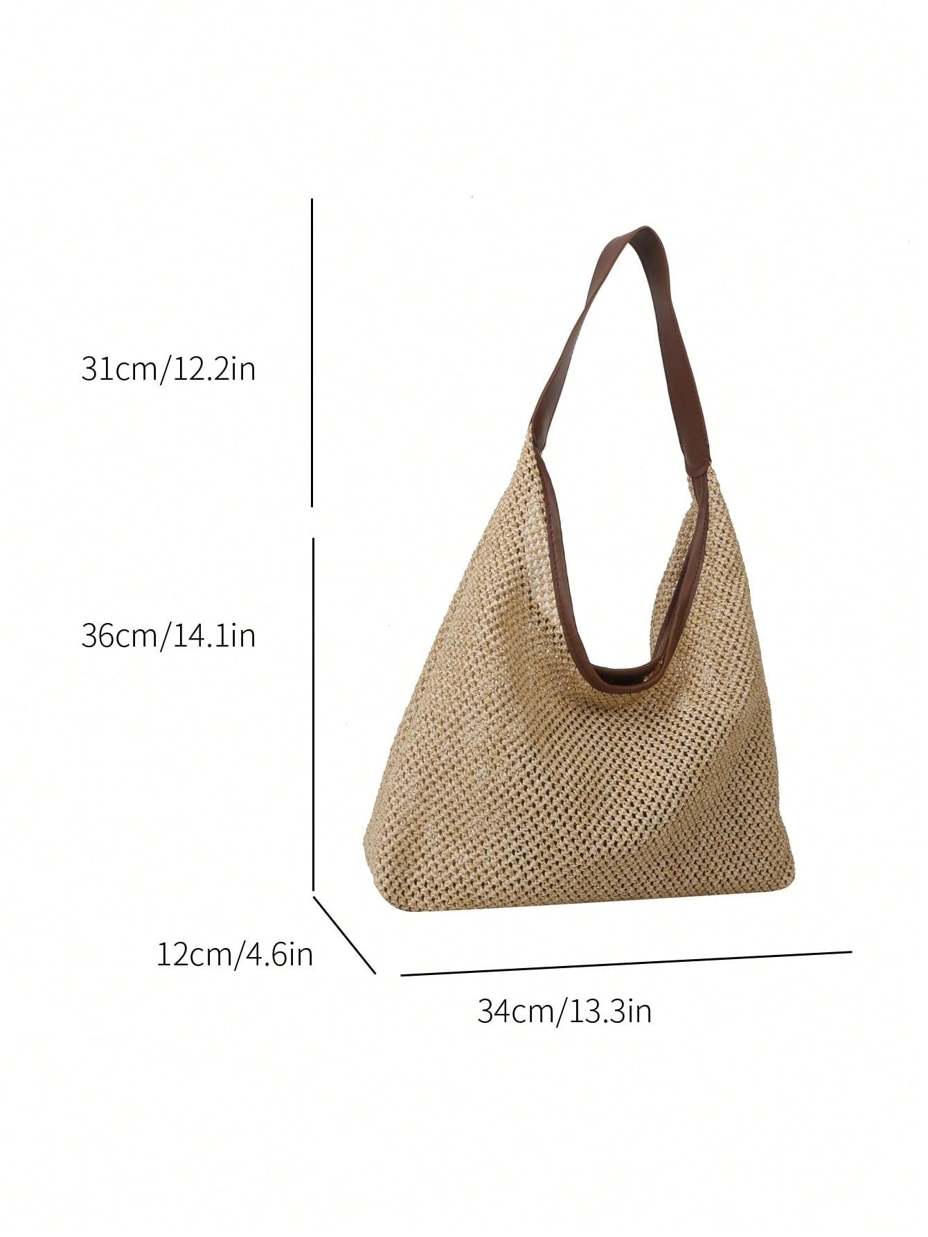 Vacation Straw Bag With Inner Pouch Contrast Binding Snap Button, Beach Purse, Perfect For Summer, Vacation & Daily Use, Travel Must Haves