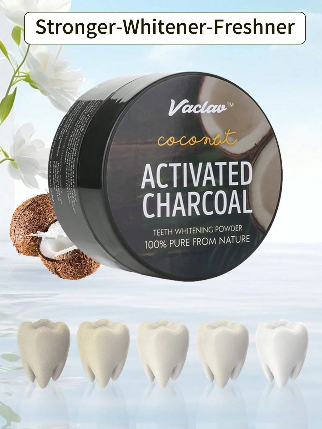 Vaclav 30g Activated Charcoal Teeth Powder, Effective Teeth Whitening, Original Flavor Cleaning, Powerful Whitening, Caring For Dental Health.