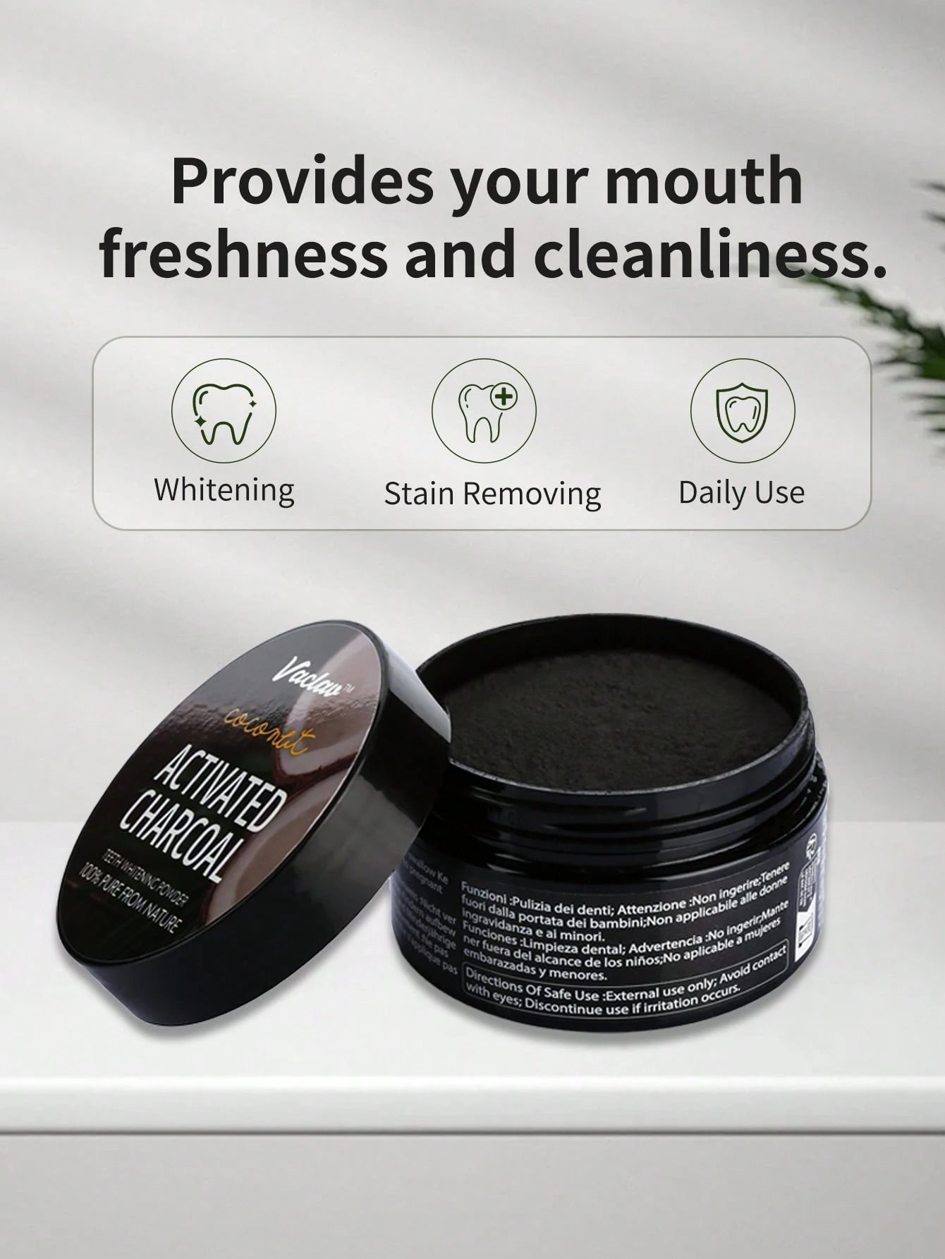 Vaclav 30g Activated Charcoal Teeth Powder, Effective Teeth Whitening, Original Flavor Cleaning, Powerful Whitening, Caring For Dental Health.