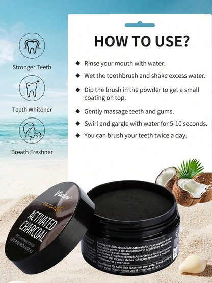 Vaclav 30g Activated Charcoal Teeth Powder, Effective Teeth Whitening, Original Flavor Cleaning, Powerful Whitening, Caring For Dental Health.