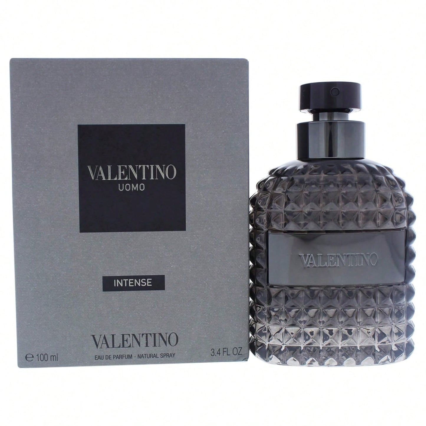 VALENTINO Uomo Intense Eau De Parfum 100ml/ 3.4 Fl Oz, Warm & Spicy Men's Fragrance, Studded Bottle Gift