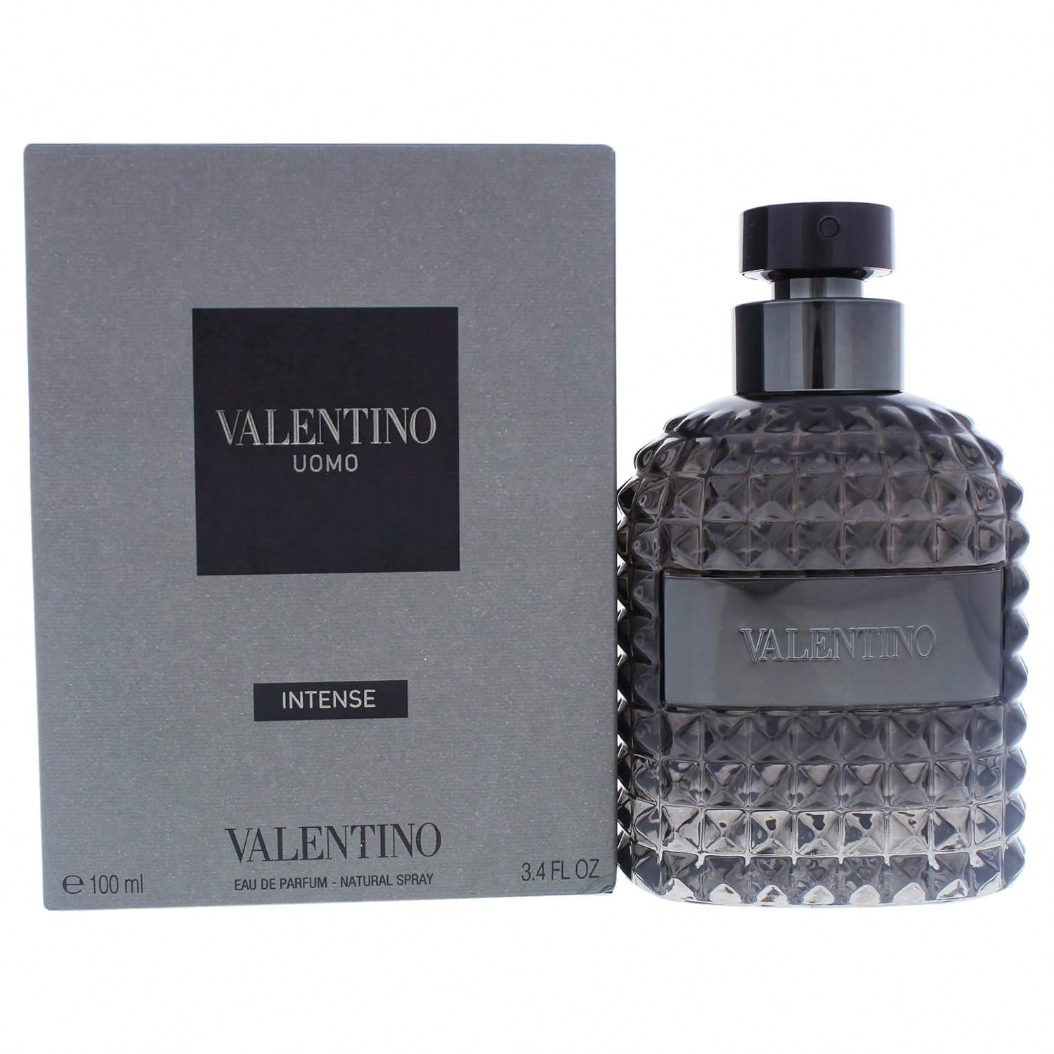 VALENTINO Uomo Intense Eau De Parfum 100ml/ 3.4 Fl Oz, Warm & Spicy Men's Fragrance, Studded Bottle Gift
