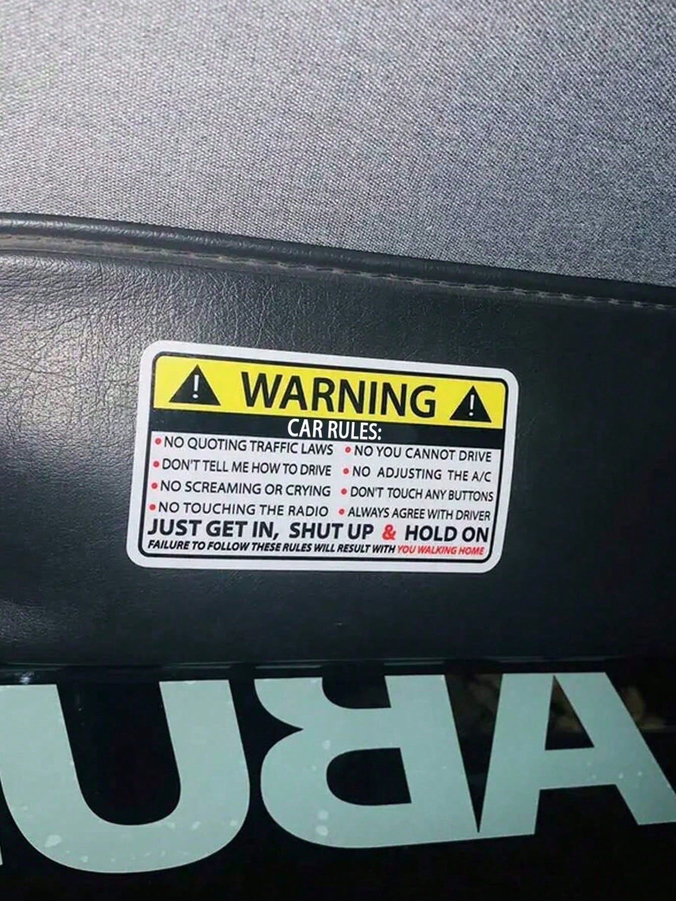 Vehicle Interior Warning Sticker Sun Visor Window Graphic Bumper Waterproof Car Stickers Car PVC Vinyl Film Decal 1pc