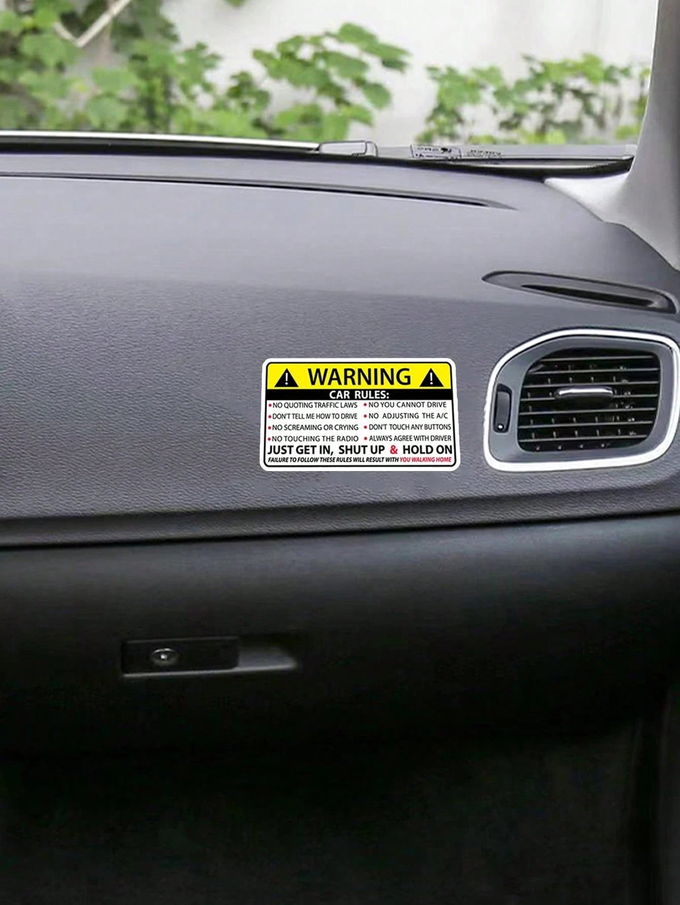 Vehicle Interior Warning Sticker Sun Visor Window Graphic Bumper Waterproof Car Stickers Car PVC Vinyl Film Decal 1pc