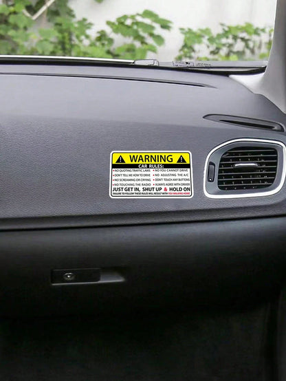 Vehicle Interior Warning Sticker Sun Visor Window Graphic Bumper Waterproof Car Stickers Car PVC Vinyl Film Decal 1pc