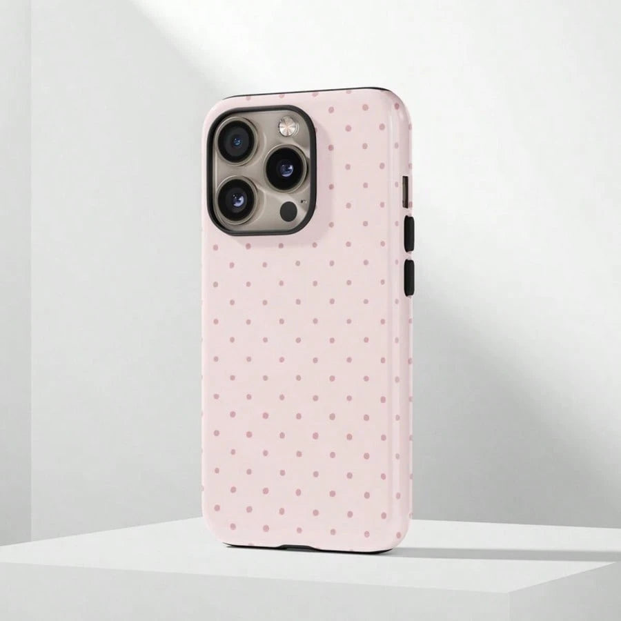 VESPOP Cute Pink Polka Dot Pattern Fashion Phone Case, Pink Base Red Polka Dot Phone Case, Cute Y2K Style. Compatible With IPhone 17, 16, 15, 14, 13, 12, 11 Pro Max Plus Models Spring Gift