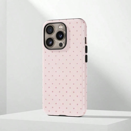 VESPOP Cute Pink Polka Dot Pattern Fashion Phone Case, Pink Base Red Polka Dot Phone Case, Cute Y2K Style. Compatible With IPhone 17, 16, 15, 14, 13, 12, 11 Pro Max Plus Models Spring Gift