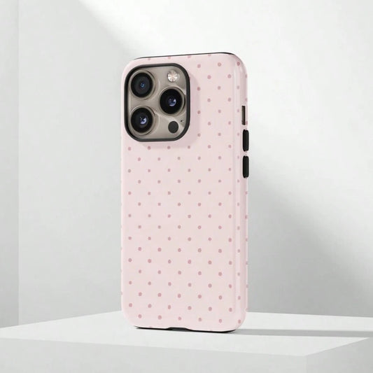 VESPOP Cute Pink Polka Dot Pattern Fashion Phone Case, Pink Base Red Polka Dot Phone Case, Cute Y2K Style. Compatible With IPhone 17, 16, 15, 14, 13, 12, 11 Pro Max Plus Models Spring Gift