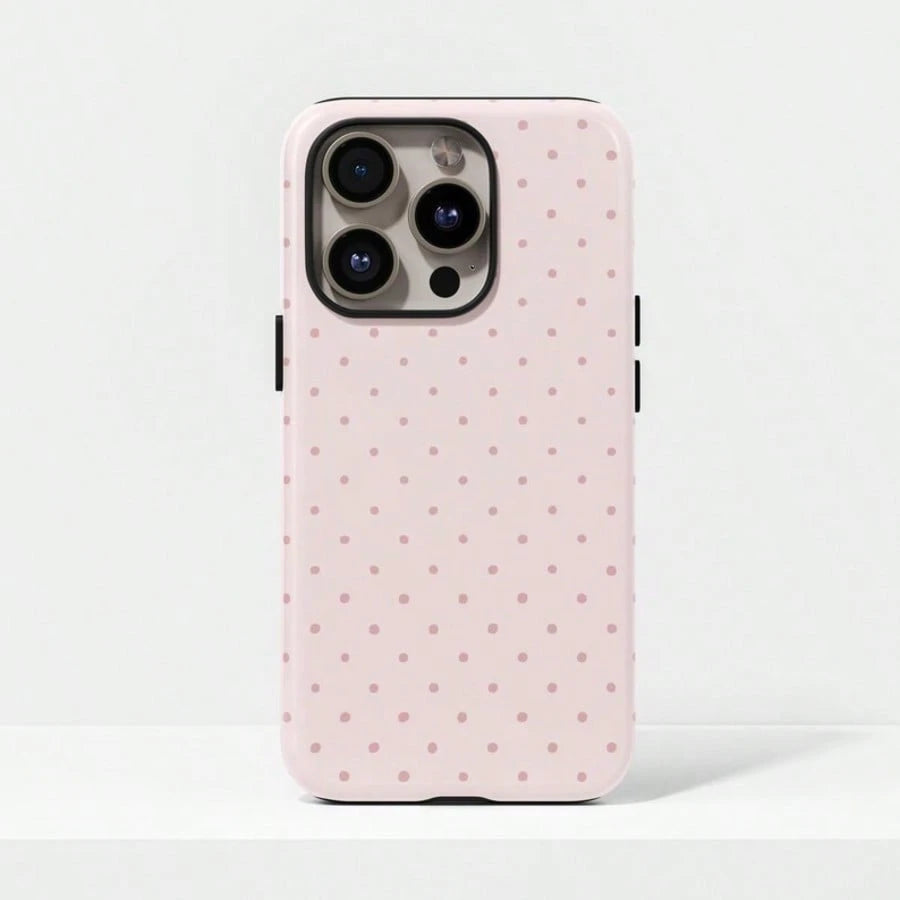 VESPOP Cute Pink Polka Dot Pattern Fashion Phone Case, Pink Base Red Polka Dot Phone Case, Cute Y2K Style. Compatible With IPhone 17, 16, 15, 14, 13, 12, 11 Pro Max Plus Models Spring Gift