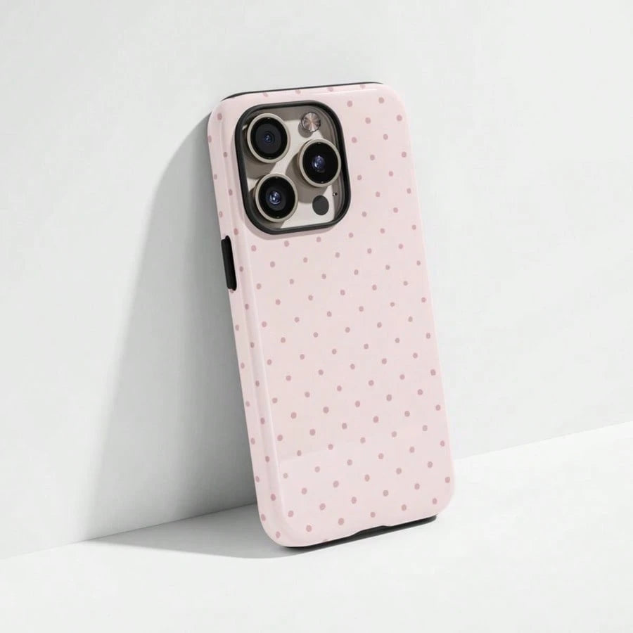 VESPOP Cute Pink Polka Dot Pattern Fashion Phone Case, Pink Base Red Polka Dot Phone Case, Cute Y2K Style. Compatible With IPhone 17, 16, 15, 14, 13, 12, 11 Pro Max Plus Models Spring Gift