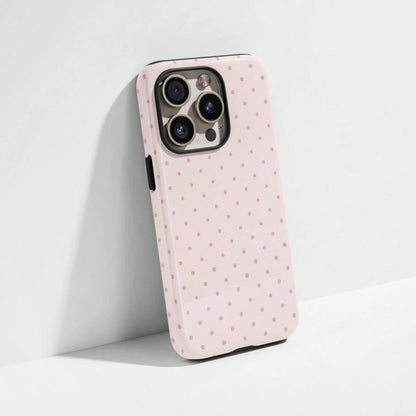 VESPOP Cute Pink Polka Dot Pattern Fashion Phone Case, Pink Base Red Polka Dot Phone Case, Cute Y2K Style. Compatible With IPhone 17, 16, 15, 14, 13, 12, 11 Pro Max Plus Models Spring Gift