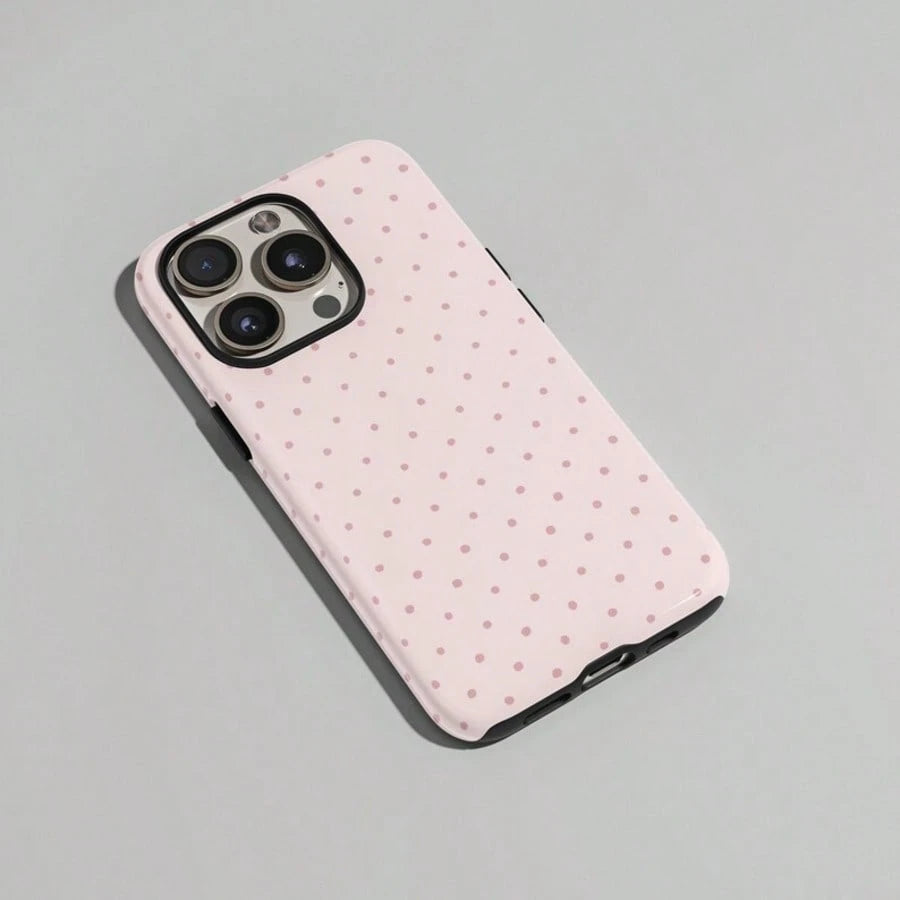 VESPOP Cute Pink Polka Dot Pattern Fashion Phone Case, Pink Base Red Polka Dot Phone Case, Cute Y2K Style. Compatible With IPhone 17, 16, 15, 14, 13, 12, 11 Pro Max Plus Models Spring Gift