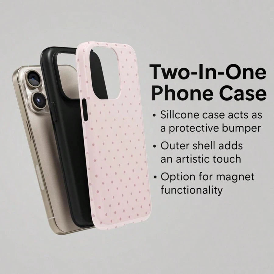 VESPOP Cute Pink Polka Dot Pattern Fashion Phone Case, Pink Base Red Polka Dot Phone Case, Cute Y2K Style. Compatible With IPhone 17, 16, 15, 14, 13, 12, 11 Pro Max Plus Models Spring Gift