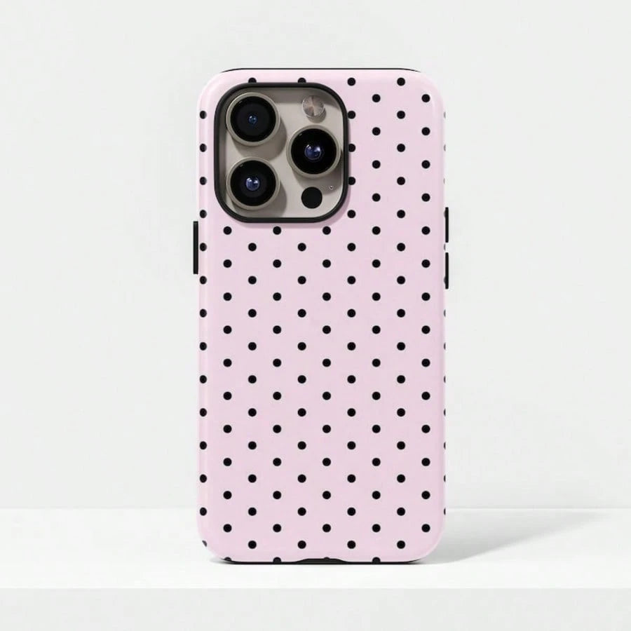 VESPOP Cute Pink Polka Dot Pattern Fashion Phone Case, Pink Base Red Polka Dot Phone Case, Cute Y2K Style. Compatible With IPhone 17, 16, 15, 14, 13, 12, 11 Pro Max Plus Models Spring Gift