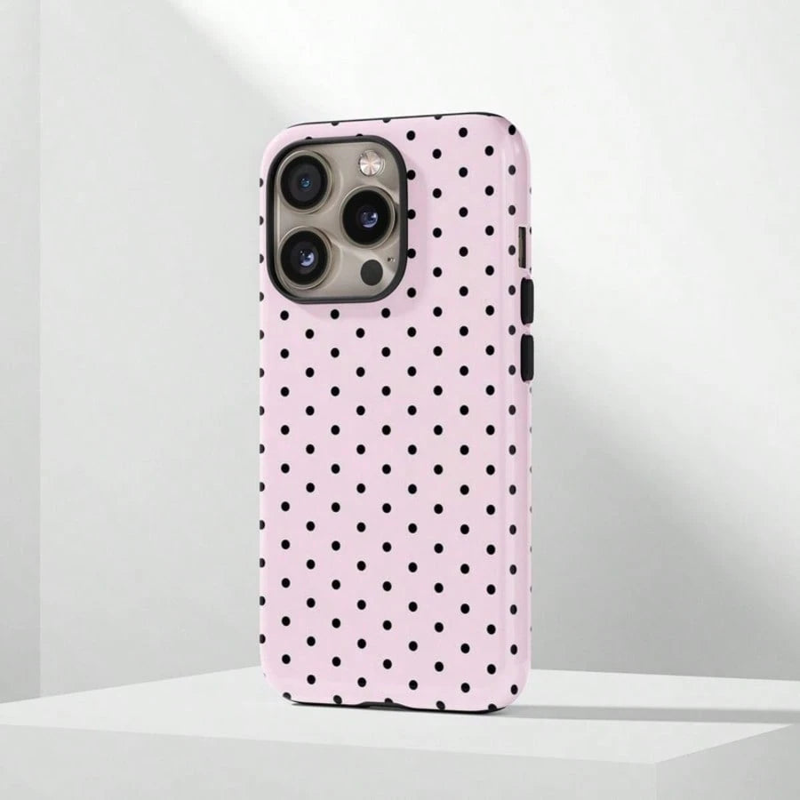 VESPOP Cute Pink Polka Dot Pattern Fashion Phone Case, Pink Base Red Polka Dot Phone Case, Cute Y2K Style. Compatible With IPhone 17, 16, 15, 14, 13, 12, 11 Pro Max Plus Models Spring Gift