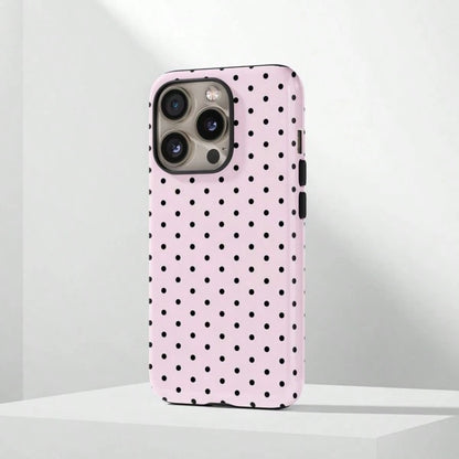 VESPOP Cute Pink Polka Dot Pattern Fashion Phone Case, Pink Base Red Polka Dot Phone Case, Cute Y2K Style. Compatible With IPhone 17, 16, 15, 14, 13, 12, 11 Pro Max Plus Models Spring Gift