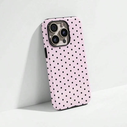 VESPOP Cute Pink Polka Dot Pattern Fashion Phone Case, Pink Base Red Polka Dot Phone Case, Cute Y2K Style. Compatible With IPhone 17, 16, 15, 14, 13, 12, 11 Pro Max Plus Models Spring Gift