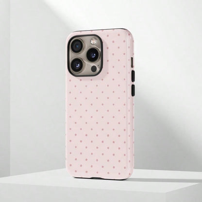 VESPOP Cute Pink Polka Dot Pattern Fashion Phone Case, Pink Base Red Polka Dot Phone Case, Cute Y2K Style. Compatible With IPhone 17, 16, 15, 14, 13, 12, 11 Pro Max Plus Models Spring Gift