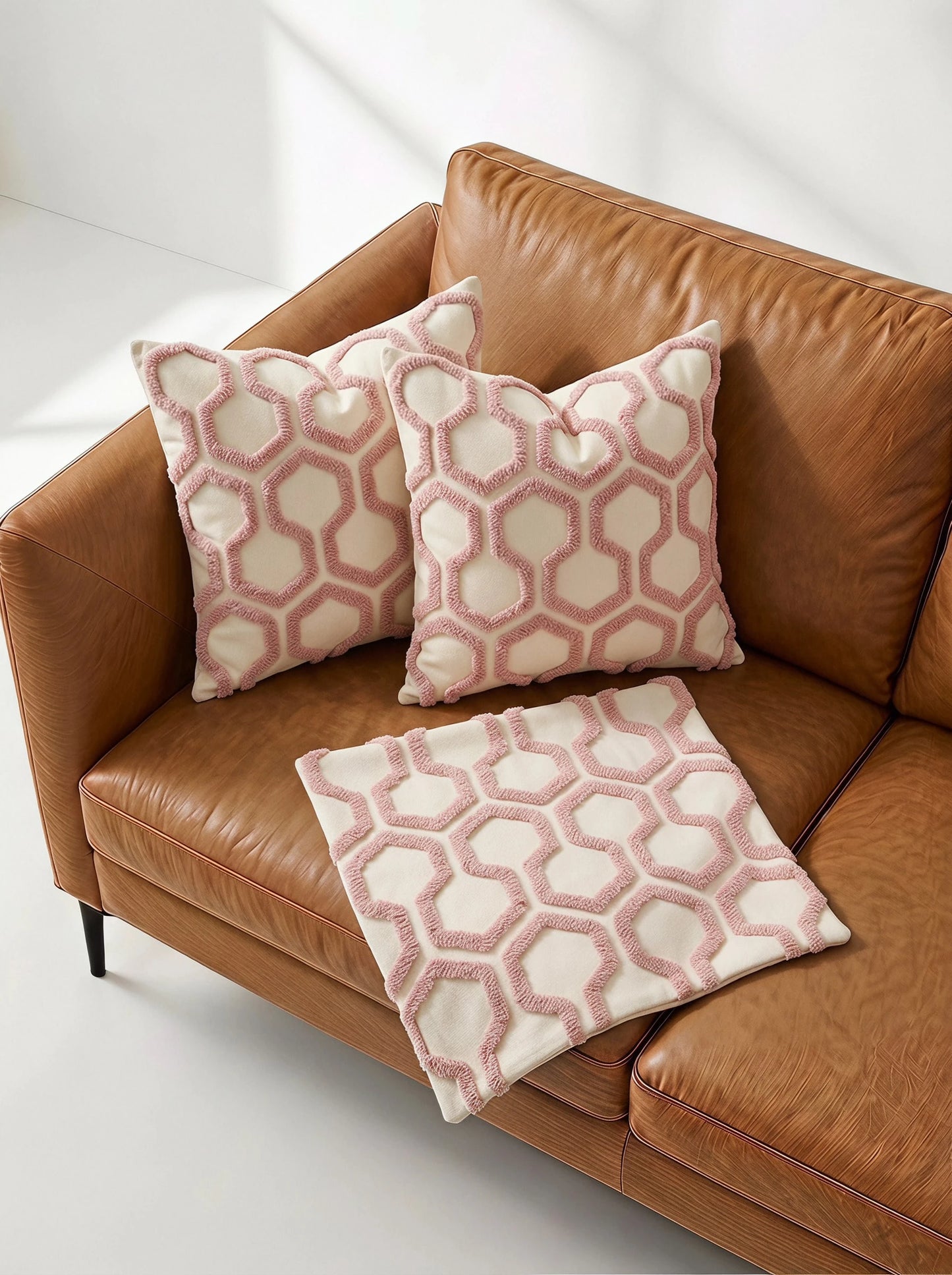 Veyra Day 1pc/2pcs Modern Boho Tufted Throw Pillow Cover, Geometric Honeycomb Decorative Pillowcase, Textured Accent Cushion Case For Couch Sofa Bedroom Living Room (No Insert)