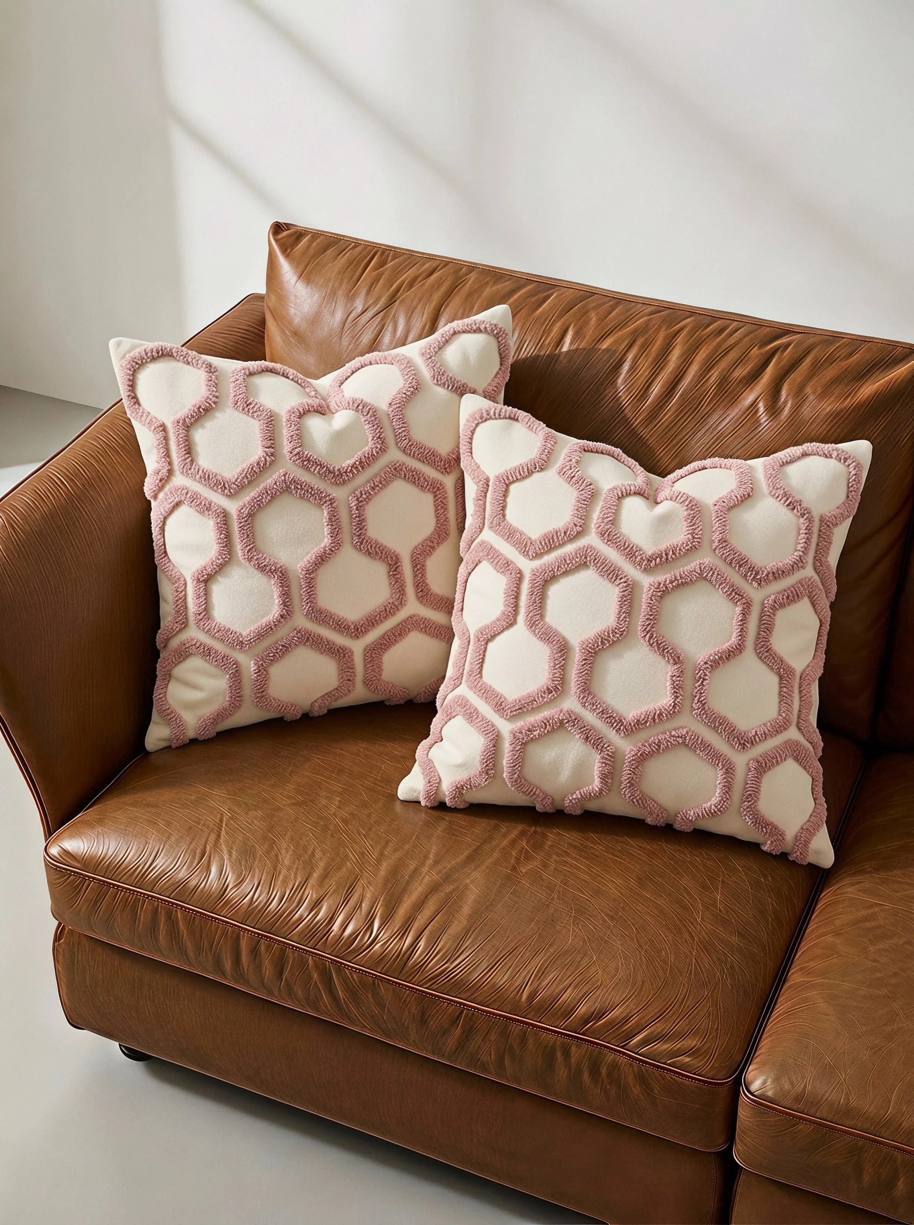 Veyra Day 1pc/2pcs Modern Boho Tufted Throw Pillow Cover, Geometric Honeycomb Decorative Pillowcase, Textured Accent Cushion Case For Couch Sofa Bedroom Living Room (No Insert)