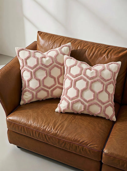 Veyra Day 1pc/2pcs Modern Boho Tufted Throw Pillow Cover, Geometric Honeycomb Decorative Pillowcase, Textured Accent Cushion Case For Couch Sofa Bedroom Living Room (No Insert)