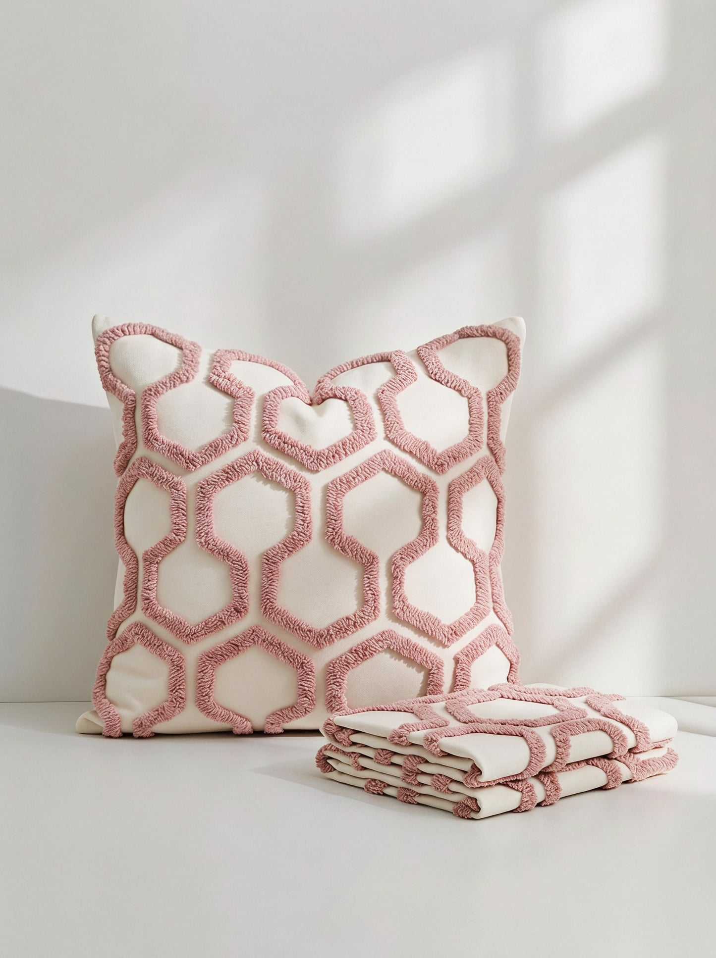 Veyra Day 1pc/2pcs Modern Boho Tufted Throw Pillow Cover, Geometric Honeycomb Decorative Pillowcase, Textured Accent Cushion Case For Couch Sofa Bedroom Living Room (No Insert)