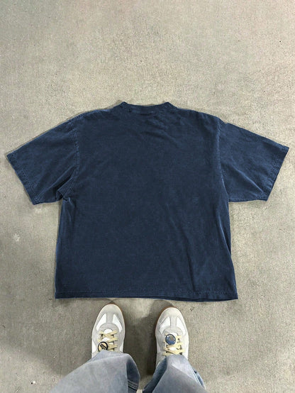 Vintage Distressed Snow Flake Print T-Shirt, Spring/Summer, Streetwear
