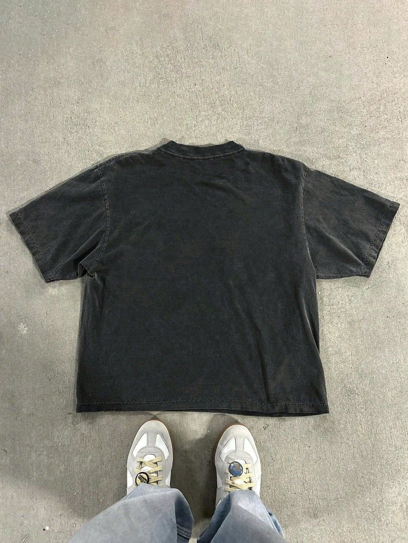 Vintage Distressed Snow Flake Print T-Shirt, Spring/Summer, Streetwear