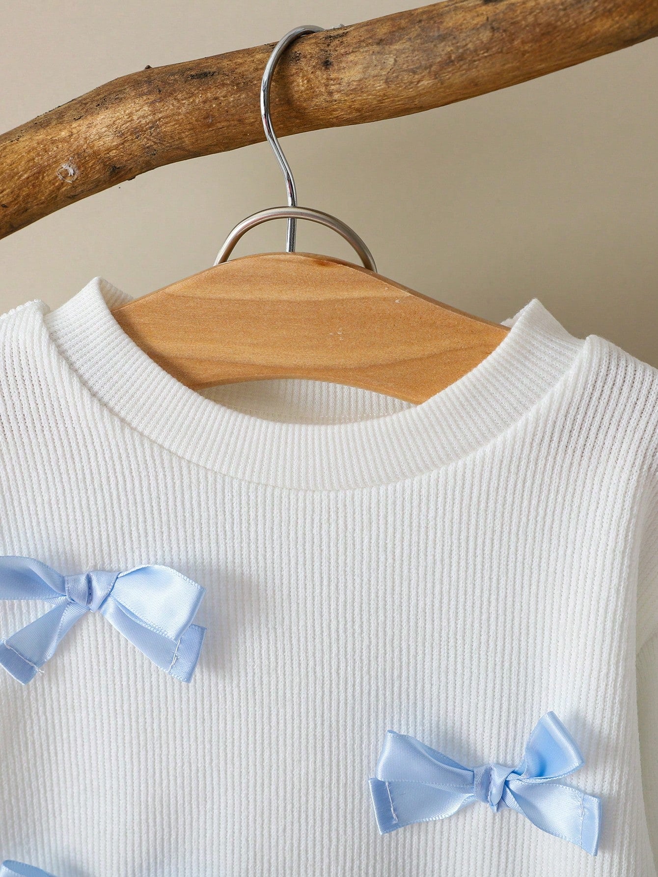 Vintaside Kids 2pcs/Set Baby Girls Casual Versatile Comfortable Cute Bow Decor Round Neck Top And Pants Sets, Suitable For Home And Outdoor Wear, Autumn/Winter