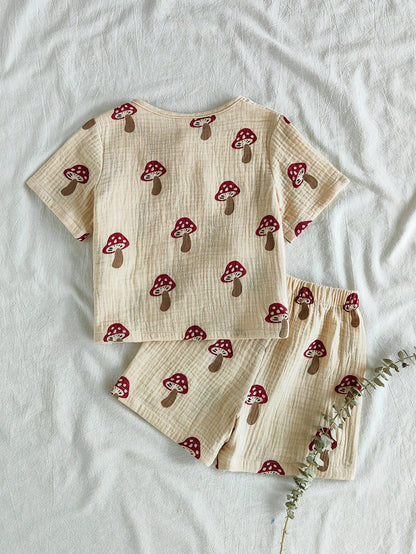 Vintaside Kids 2pcs/Set Cute Watermelon Print Baby Boys Casual Short Sleeve T-Shirt And Shorts Set