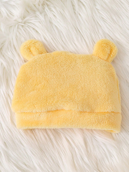 Vintaside Kids Newborn Simple Solid Yellow Long Sleeve Jumpsuit With Hat And Gloves, Infant Homewear Set