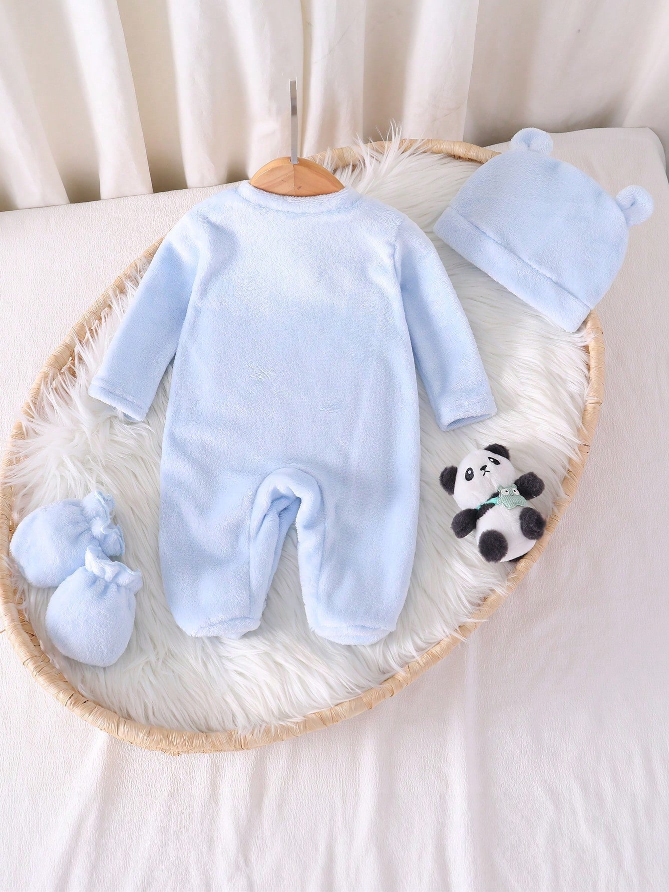 Vintaside Kids Newborn Simple Solid Yellow Long Sleeve Jumpsuit With Hat And Gloves, Infant Homewear Set