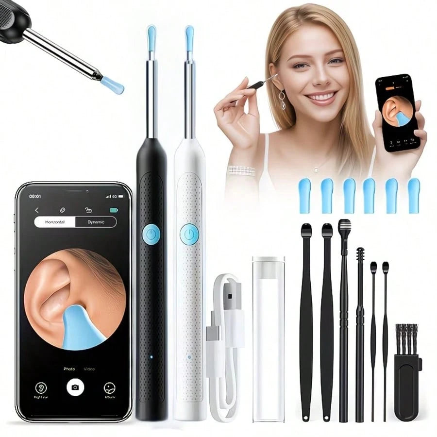 Visual Ear Pick, Earwax Removal Tool With Ear Pick Covers, Visual Ear Pick With Camera And Light, 7pcs Ear Pick Set, Compatible With All Mobile Phones