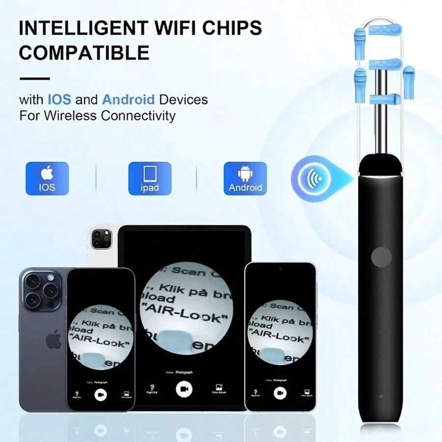 Visual Ear Pick, Earwax Removal Tool With Ear Pick Covers, Visual Ear Pick With Camera And Light, 7pcs Ear Pick Set, Compatible With All Mobile Phones