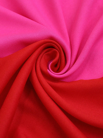 Vivid Eden Orange And Pink Summer Boho Sexy Breezy Holiday Vacation Woven Color Block V-Neck Women Long Dress Beach Outfits For Woman Festival Elegant Clothing