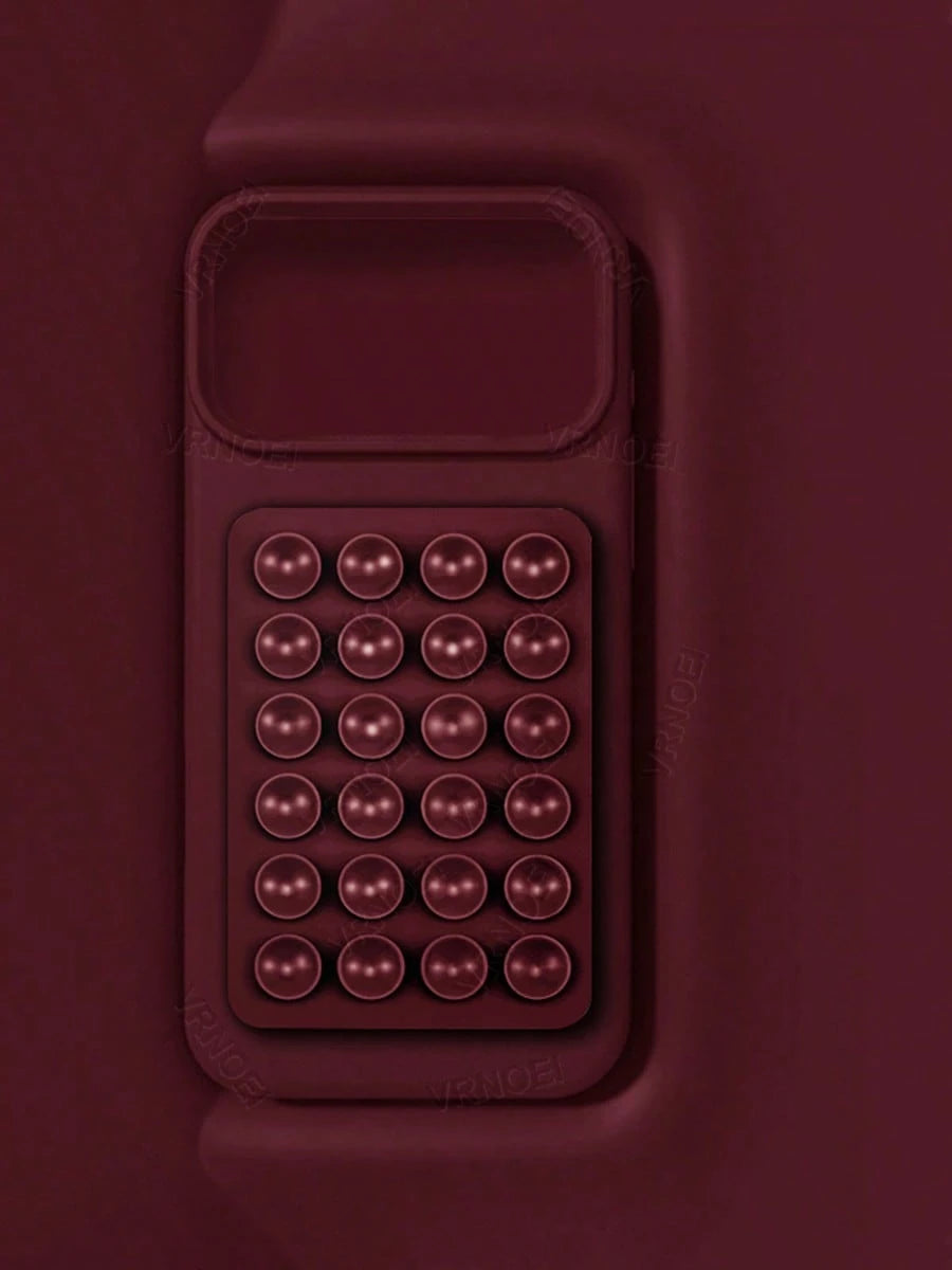VOUVI Minimalist Luxury Suction Cup Style Burgundy Matte Finish Suction Cup Matte Finish Protective Shockproof Case Compatible With Iphone 17/16/15/14/13/12/11 Pro Max Compatible With Iphone 17/Air/16