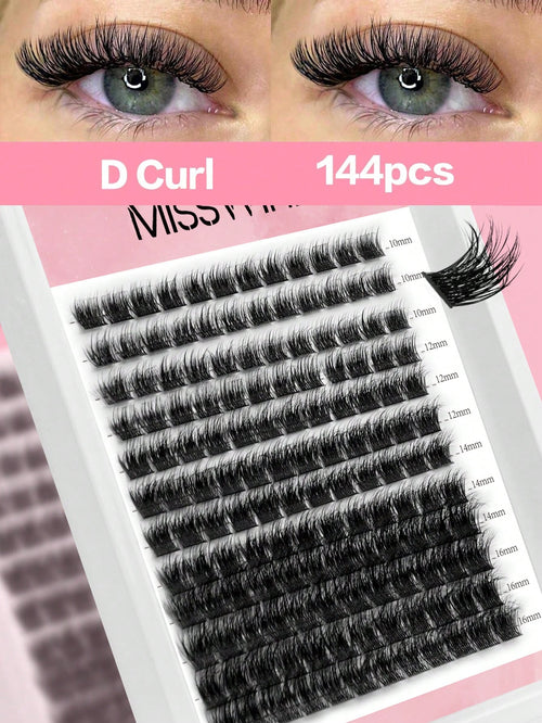 Waloshow 1 Box 12 Rows 144 Clusters New Hot Melt Natural Thin False Eyelashes, Party Thick Makeup Ball Style