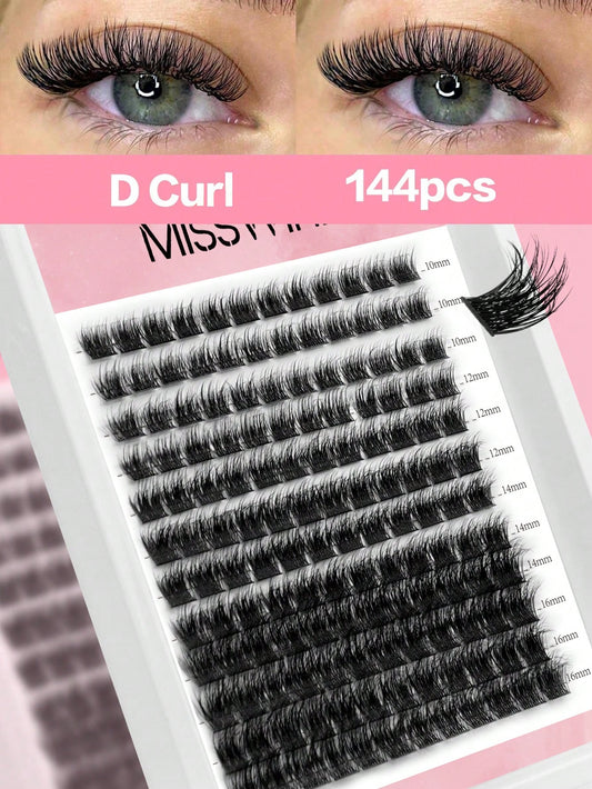 Waloshow 1 Box 12 Rows 144 Clusters New Hot Melt Natural Thin False Eyelashes, Party Thick Makeup Ball Style