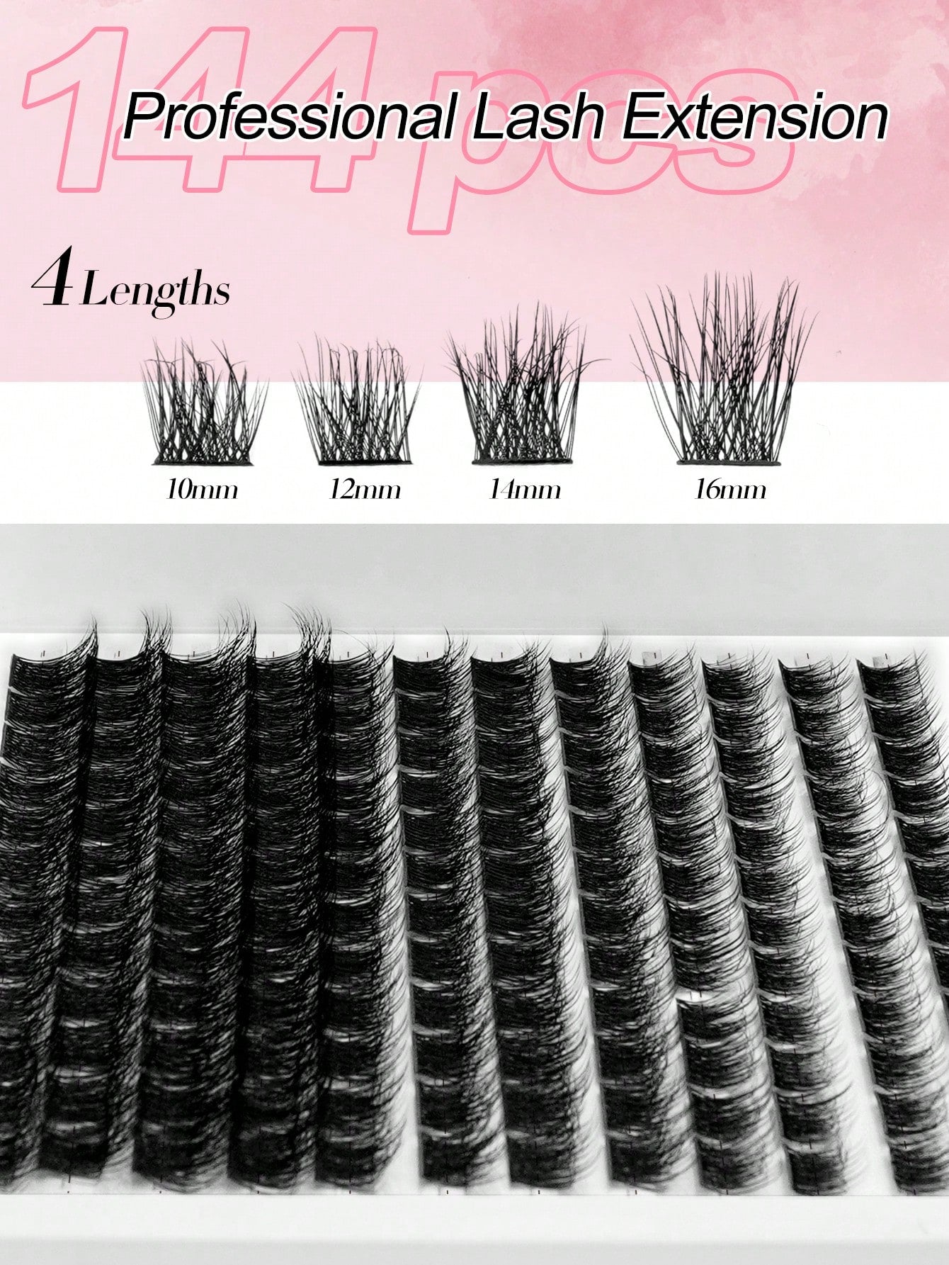 Waloshow 1 Box 12 Rows 144 Clusters New Hot Melt Natural Thin False Eyelashes, Party Thick Makeup Ball Style