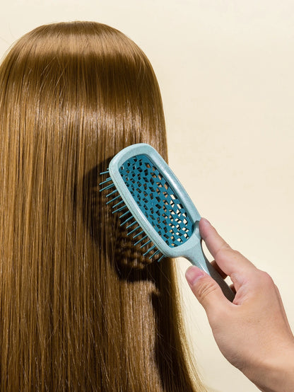 WANMEI 1/2pcs Green Hollow Comb, Straw Smooth Hair Brush, Suitable For Natural Hair And Other Materials, Hair Brush/Comb, Hair Styling Tools, Hair Products And Accessories, Applicable To Barbershops