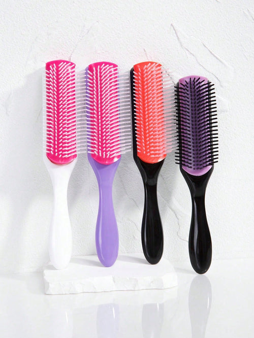 WANMEI 9 Row Detangler Brush, Classic 9 Row Hair Brush For Women Men Curly Natural Thick Wet Dry Hair, Blow Styling Separating Shaping Defining Curls Travel Bristle Hairbrush, Classic Curly Hair Styli