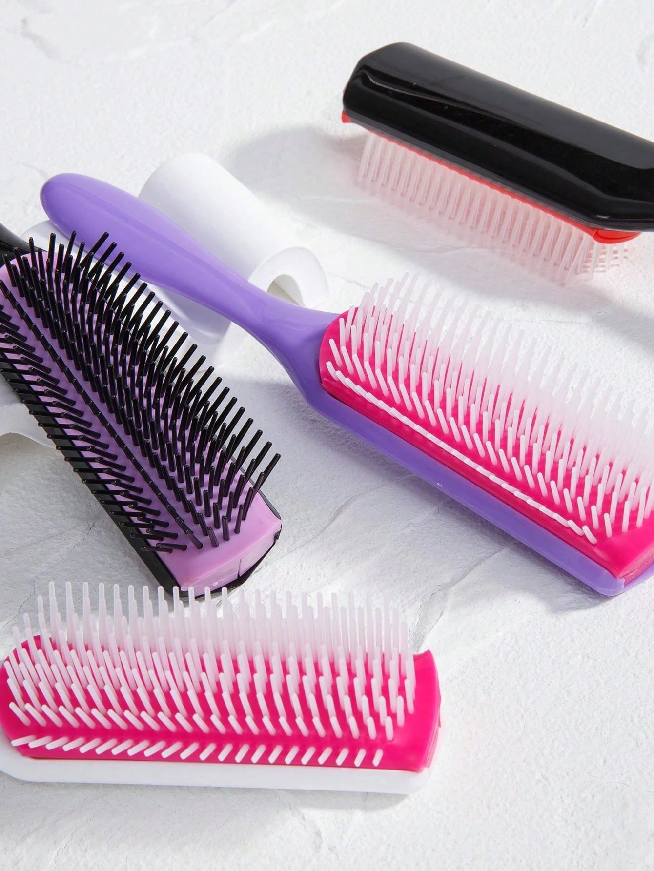 WANMEI 9 Row Detangler Brush, Classic 9 Row Hair Brush For Women Men Curly Natural Thick Wet Dry Hair, Blow Styling Separating Shaping Defining Curls Travel Bristle Hairbrush, Classic Curly Hair Styli