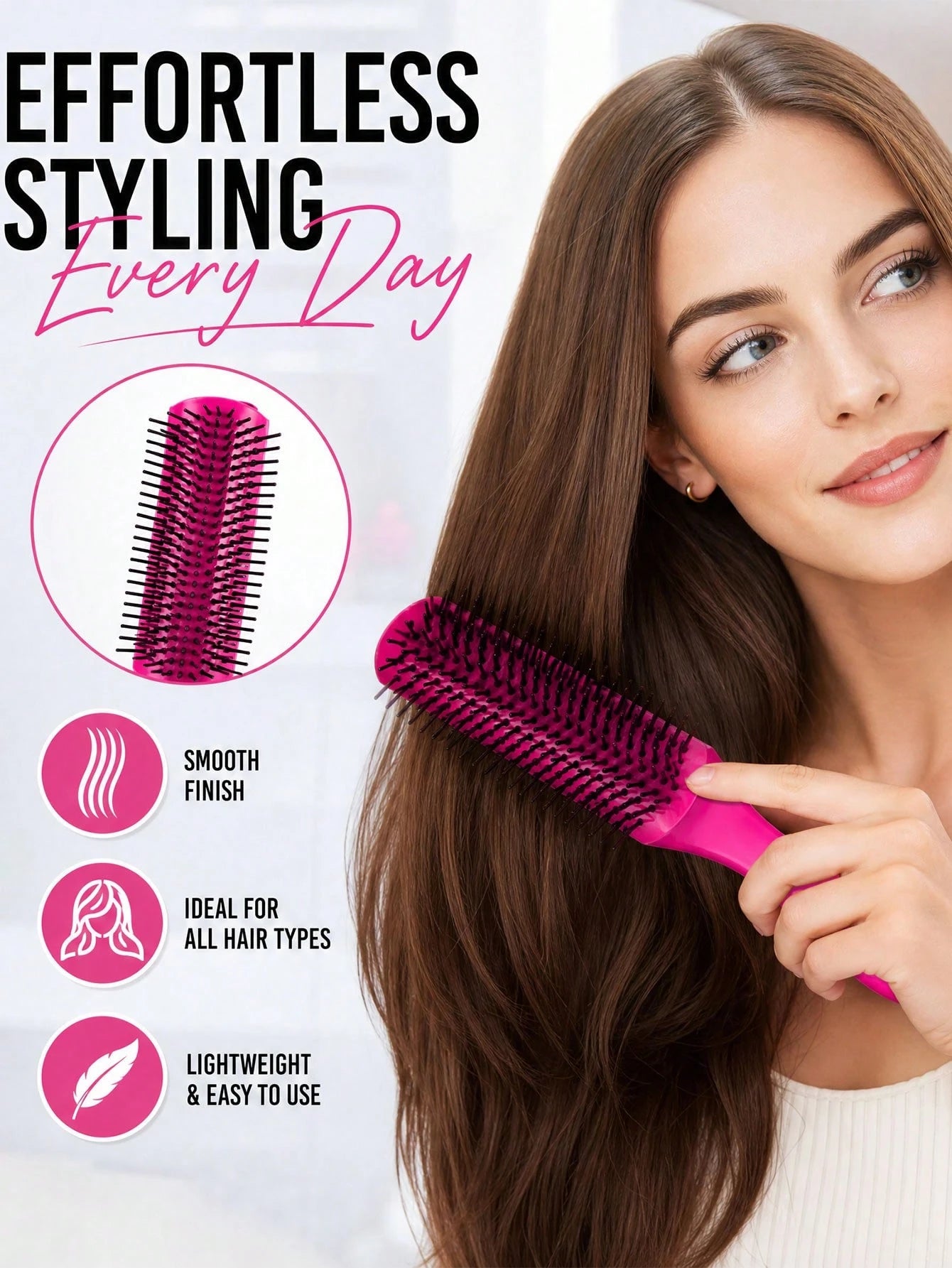 WANMEI 9 Row Detangler Brush, Classic 9 Row Hair Brush For Women Men Curly Natural Thick Wet Dry Hair, Blow Styling Separating Shaping Defining Curls Travel Bristle Hairbrush, Classic Curly Hair Styli