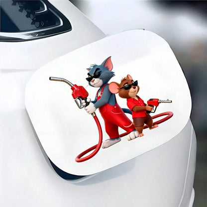 Warner Bros 1pc Cat And Mouse Car Exterior Stickers Fuel Tank Cover Stickers For Cars Sunscreen For Cars Scratch-Resistant Car Exterior Accessories, Suitable For Car Body Stickers, Side Door Stickers