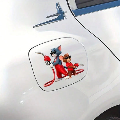 Warner Bros 1pc Cat And Mouse Car Exterior Stickers Fuel Tank Cover Stickers For Cars Sunscreen For Cars Scratch-Resistant Car Exterior Accessories, Suitable For Car Body Stickers, Side Door Stickers