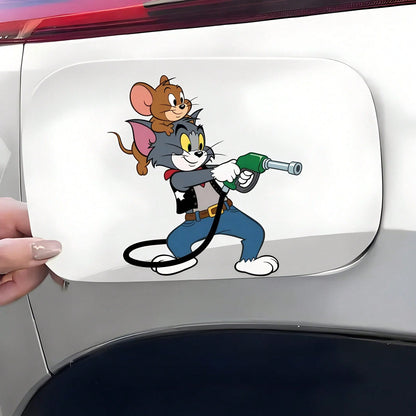 Warner Bros 1pc Cat And Mouse Car Exterior Stickers Fuel Tank Cover Stickers For Cars Sunscreen For Cars Scratch-Resistant Car Exterior Accessories, Suitable For Car Body Stickers, Side Door Stickers