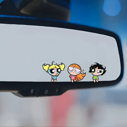 Warner Bros Cute Cartoon "Super Kid" Girl Rearview Mirror Sticker, Car Rearview Mirror Decorative Sticker, Truck Rearview Mirror Decor, Car Interior Graffiti Sticker, "Super Kid" Car Interior Decor St
