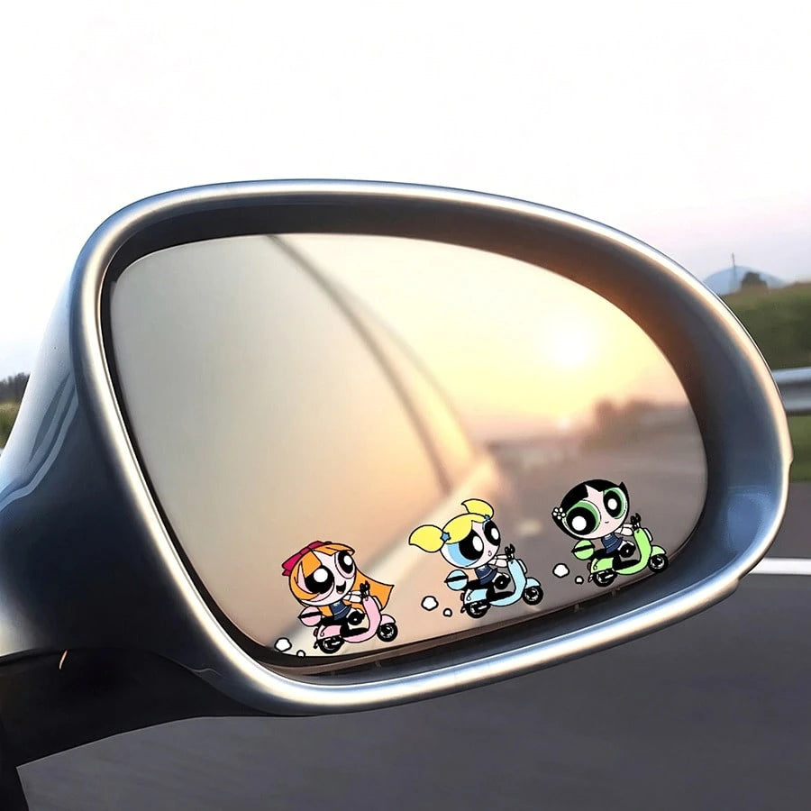 Warner Bros Cute Cartoon "Super Kid" Girl Rearview Mirror Sticker, Car Rearview Mirror Decorative Sticker, Truck Rearview Mirror Decor, Car Interior Graffiti Sticker, "Super Kid" Car Interior Decor St